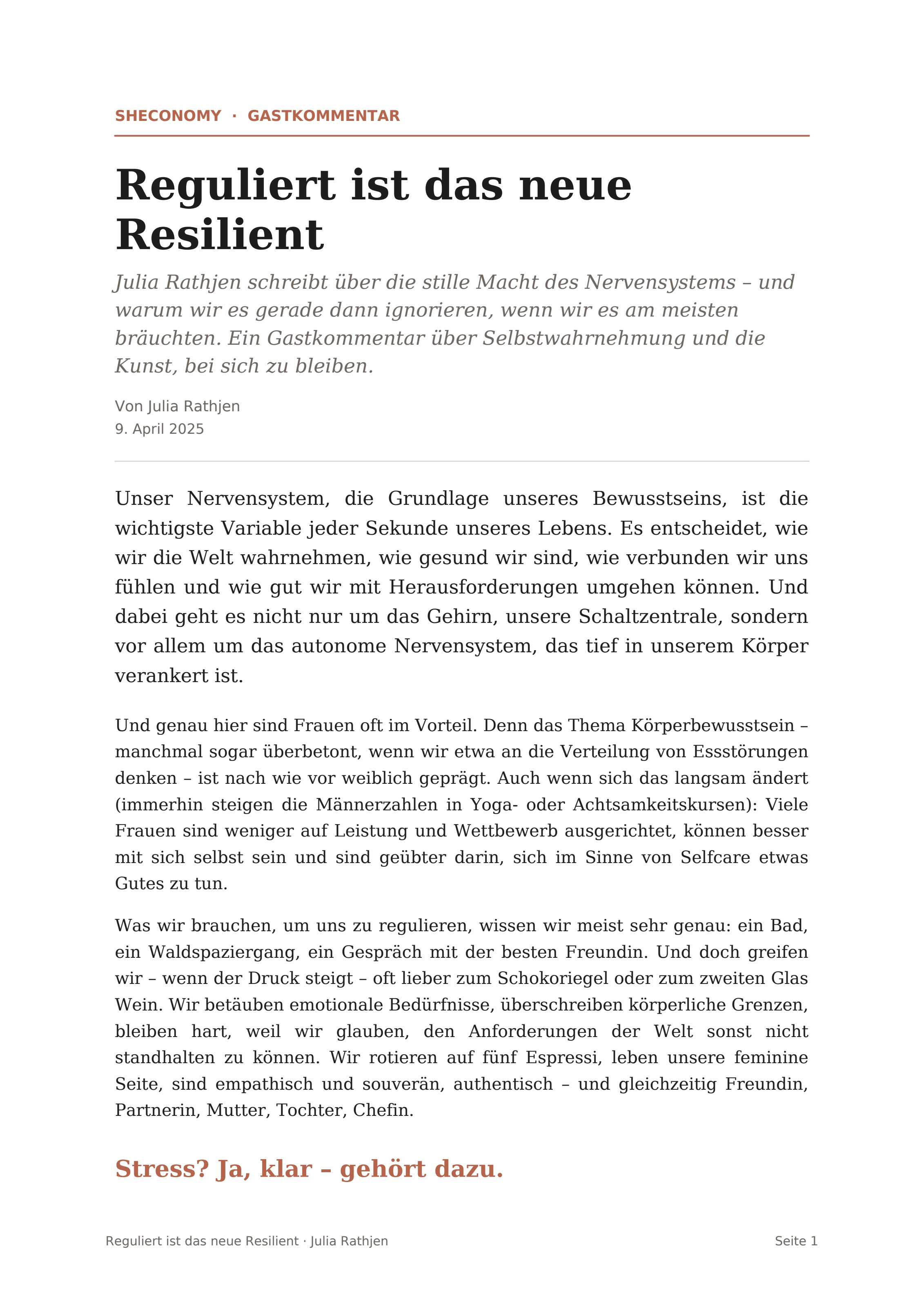 Reguliert ist das neue Resilient – Sheconomy
