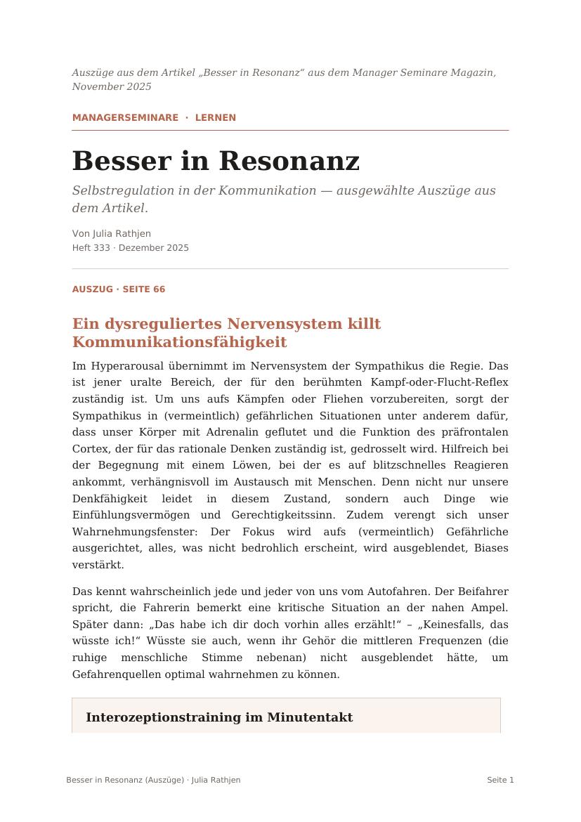 Besser in Resonanz – managerSeminare